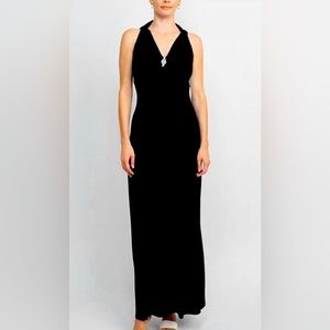 Black Maxi Dress With Brooch